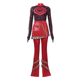 Descendants Red Women Red Polka Dot Top Set Cosplay Costume Halloween Carnival Party Suit
