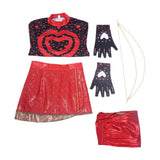 Descendants Red Women Red Polka Dot Top Set Cosplay Costume Halloween Carnival Party Suit