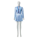 Descendants: Wicked Wonderland Blue Women Blue Printed Set Cosplay Costume Halloween Carnival Party Suit
