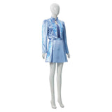 Descendants: Wicked Wonderland Blue Women Blue Printed Set Cosplay Costume Halloween Carnival Party Suit