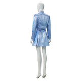Descendants: Wicked Wonderland Blue Women Blue Printed Set Cosplay Costume Halloween Carnival Party Suit
