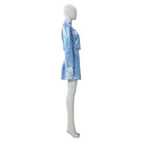 Descendants: Wicked Wonderland Blue Women Blue Printed Set Cosplay Costume Halloween Carnival Party Suit