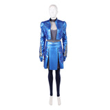 Descendants: Wicked Wonderland Chloe Women Blue Leather Outfit Cosplay Costume Halloween Carnival Party Suit