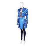 Descendants: Wicked Wonderland Chloe Women Blue Leather Outfit Cosplay Costume Halloween Carnival Party Suit