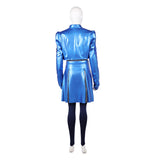 Descendants: Wicked Wonderland Chloe Women Blue Leather Outfit Cosplay Costume Halloween Carnival Party Suit