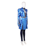 Descendants: Wicked Wonderland Chloe Women Blue Leather Outfit Cosplay Costume Halloween Carnival Party Suit