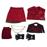 Descendants: Wicked Wonderland Red Women Red Heart-print Outfit Cosplay Costume Halloween Carnival Party Suit