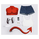 Dispatch Malevola Red Outfit Cosplay Costume Halloween Carnival Party Suit