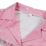 Dolly Parton Pink Fringe Set Cosplay Costume Halloween Carnival Party Suit