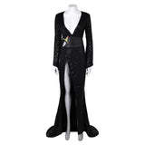 Elvira: Mistress of the Dark Elvira Sexy Beaded Black Dress Cosplay Costume Outfits Halloween Carnival Suit