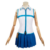 Fairy Tail Lucy Heartfilia Blue White Suit Cosplay Costume Outfits