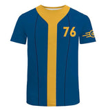 Fallout 2024 TV Vault 76 Vault Dweller Blue Printed T-shirt Cosplay Costume Outfits Halloween Carnival Suit