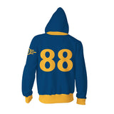 Fallout 2024 TV Vault 88 Vault Dweller Blue Zip Up Hoodie Adult Cosplay Costume