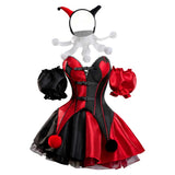 Female Red and Black Clown Suit Dress Cosplay Costume Halloween Carnival Party Suit