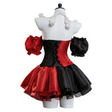 Female Red and Black Clown Suit Dress Cosplay Costume Halloween Carnival Party Suit