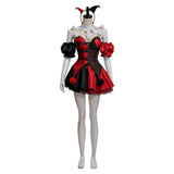 Female Red and Black Clown Suit Dress Cosplay Costume Halloween Carnival Party Suit
