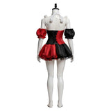 Female Red and Black Clown Suit Dress Cosplay Costume Halloween Carnival Party Suit
