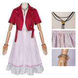 Final Fantasy Aerith Gainsborough Classic Red Coat Set Cosplay Costume Halloween Carnival Party Suit