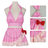 Final Fantasy Aerith Women Pink Swimsuit Cosplay Costume Halloween Carnival Party Suit