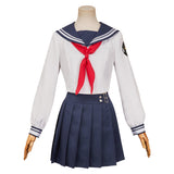 Final Fantasy Cosplay Costume Tifa Seventh High School Uniform White Blue Sailor Uniform Dress For Adult Female Halloween Carnival Suit