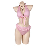 Final Fantasy VII Aerith Gainsborough Original BIKINIS With Shrug Pink Swimsuit Swimwear Cosplay Costume Outfits