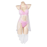 Final Fantasy VII Aerith Gainsborough Original Pink Bikini Swimsuit Swimwear Cosplay Costume Outfits