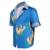 Final Fantasy VII Cloud Chocobo Printed Blue Beach Shirt Cosplay Costume Outfits Halloween Carnival Suit