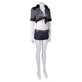 Final Fantasy VII Tifa Lockhart Black Striped Short-Sleeve Sun Protection Swimwear Cosplay Costume Outfits Halloween Carnival Suit
