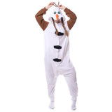 Frozen Costume Olaf Cosplay White Hood Pajamas Onesies For Adult Man Female Halloween Carnival Suit