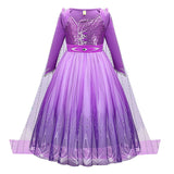 Kid Frozen Costume Elsa Cosplay Blue Dress For Children Girls Halloween Carnival Suit