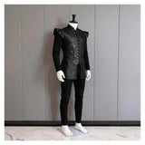 Game of Thrones Jon Snow Black Outfit Cosplay Costume Halloween Carnival Party Suit