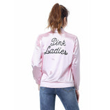 Grease Pink Ladies Cosplay Jacket Adult Women Satin Coat With  Neckscarf Costume Retro Fancy Jacket Halloween Carnival Party Suit