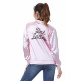 Grease Pink Ladies Cosplay Jacket Adult Women Satin Coat With  Neckscarf Costume Retro Fancy Jacket Halloween Carnival Party Suit