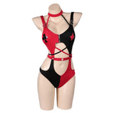 Harley Quinn Black Red Sexy One Piece Swimsuit Swimwear Cosplay Costume Outfits Halloween Carnival Suit