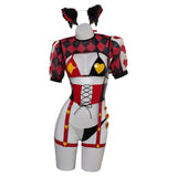 Harley Quinn Original Red and Black Squares Lingerie for Women Cosplay Costume Outfits Halloween Carnival Suit