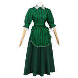 Haunted Mansion Maid Green Cosplay Dress For Adult Female Halloween Carnival Party Suit 