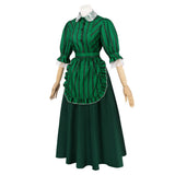 Haunted Mansion Maid Green Cosplay Dress For Adult Female Halloween Carnival Party Suit 