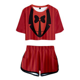 Hazbin Hotel Alastor Original Sexy Red Cropped Tee T-shirt Set Cosplay Costume Outfits Halloween Carnival Suit