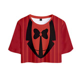 Hazbin Hotel Alastor Original Sexy Red Cropped Tee T-shirt Set Cosplay Costume Outfits Halloween Carnival Suit