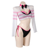 Hazbin Hotel Angel Dust Cosplay Original Sexy Bikini Sets Swimsuits For Women With Pullover Cover Up