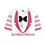 Hazbin Hotel Angel Dust Original Pink Sexy Cropped Tee T-shirt Set Cosplay Costume Outfits Halloween Carnival Suit