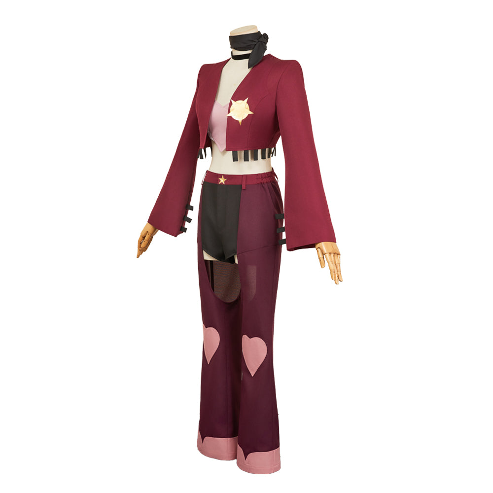 Hazbin Hotel Angel Dust Rose Red Cosplay Outfit For Adult Female Hallo ...