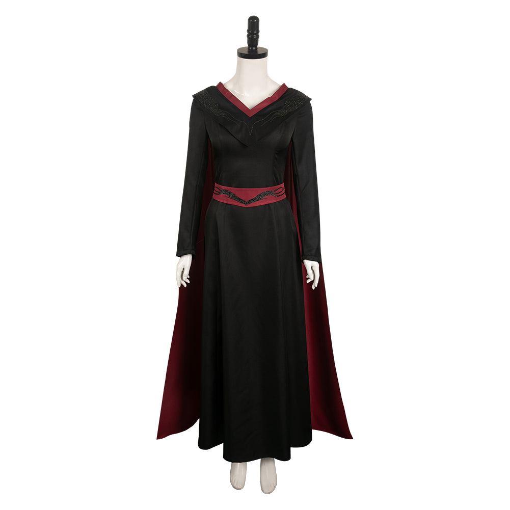 House Of The Dragon Rhaenys Targaryen Black Red Dress With Cape Cospla ...