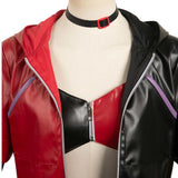 Isekai Suicide Squad Quinn Harley Red and Black Leather Jacket Suit Cosplay Costume Outfits