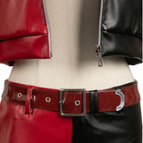 Isekai Suicide Squad Quinn Harley Red and Black Leather Jacket Suit Cosplay Costume Outfits