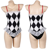 Joker Harley Quinn Cosplay Costume Black White Swimsuit For Adult Female Halloween Carnival Suit