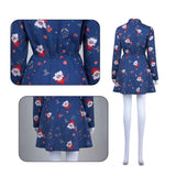 Joker Harly Quinn Floral Blue Skirts Cosplay Costume Outfits Halloween Carnival Suit