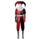 Joker Harry Quinn Red and Black Jumpsuit Unisex Cosplay Costume Halloween Carnival Party Suit