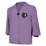 K-Pop: Demon Hunters Romance Cosplay Costume Purple Shirt Halloween Carnival Suit
