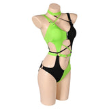 Kim Possible Shego TV One Piece Green Black Sexy Swimsuit Swimwear Cosplay Costume Halloween Carnival Party Suit